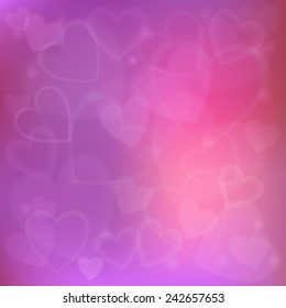 Festive background with defocused lights with hearts