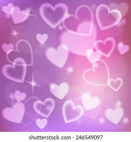Festive background with defocused lights with hearts