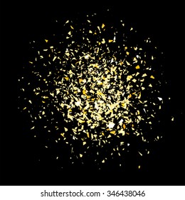 Festive background Explosion of Gold confetti on a dark background. Vector illustration