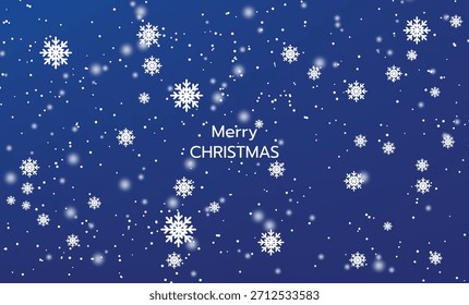 Fondo festivo con copos de nieve blancos que caen y polvo de nieve en un gradiente rojo o azul, con el texto central de "Navidades alegres". Ideal para tarjetas de vacaciones, Anuncios y saludos de la temporada de invierno.