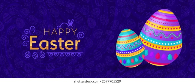 A festive background featuring colorful Easter eggs with intricate patterns, ideal for creating holiday-themed designs