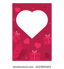 Festive background featuring a large white heart, ideal for valentine's day greetings or romantic announcements