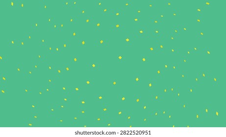 A festive background featuring small yellow confetti pieces scattered across a solid mint green surface.