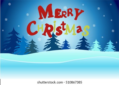 festive background with fir trees, snow and snow