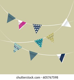 Festive background with flags. Birthday child. Vector illustration.