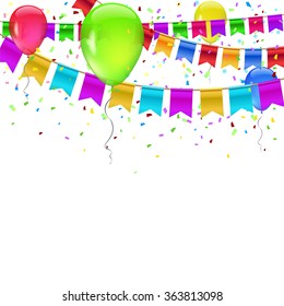 Festive background with flags, garlands, streamers and balloons  for your business presentation