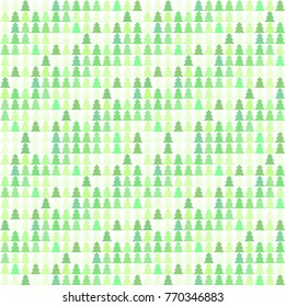 Festive background with geometric pattern of christmas trees. Fir-tree. . Colorful pattern for your amazing design. Colored firs on white background. Holidays happy mood.
