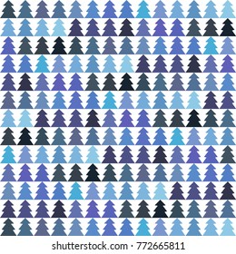 Festive background with geometric pattern of christmas trees. Fir-tree. . Colorful pattern for your amazing design. Colored firs on white background. Holidays happy mood.
