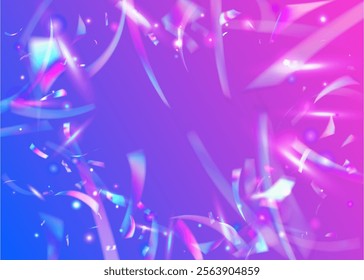 Festive Background. Glare Christmas Explosion. Pink Art Ribbon. Anniversary Glitter. Hologram Effect. Rainbow Design. Falling Banner. Happy Concept. Blue Festive Background