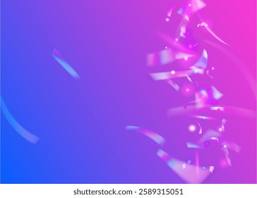 Festive Background. Glare Christmas Illustration. Carnaval Burst. Rainbow Tinsel. Foil Pattern. Isolated Design. Carnival Glitter. Blue Happy Ribbon. Pink Festive Background