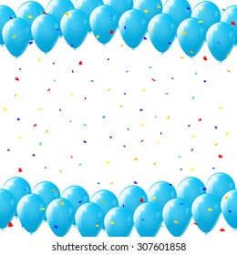 Festive background with glossy balloons, Party balloons with space for text, Cyan balloons