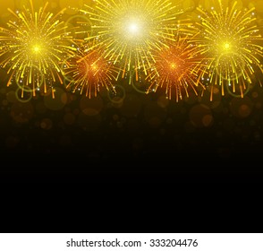 festive background with gold fireworks, vector