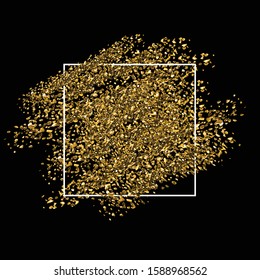 Festive background with gold glitter and white frame