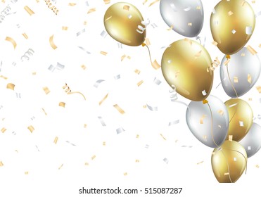 Festive Background With Gold And Silver Balloons