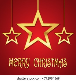 Festive background with golden Christmas stars.Vector illustration. Holiday greeting.