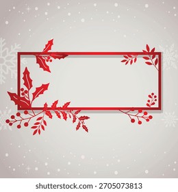Festlicher Hintergrund auf grauem Hintergrund mit roten heiligen Akzenten. Der Hintergrund hat eine schneebedeckte Textur mit roten und grauen Elementen. Weihnachten Hintergrund Vektor.