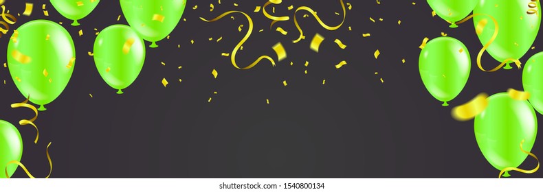Festive background with green balloons and balloons Many color, Can be used for cards, gifts, invitations sales, web design