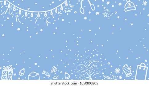 Festive background. Hand drawn xmas elements. Holiday christmas signs and objects on pattern