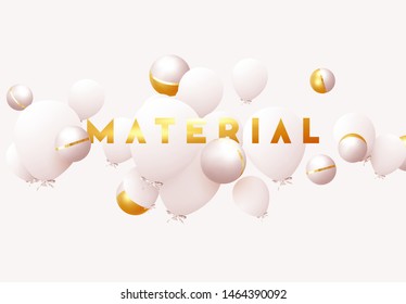 Festive background with helium balloons. Celebrate a birthday, Poster, banner happy anniversary. Realistic decorative design elements. Vector 3d object ballon with ball, white color. greeting card