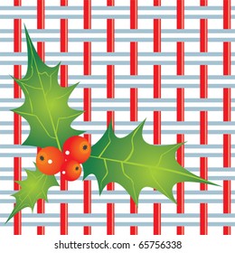 festive background with holly leaves
