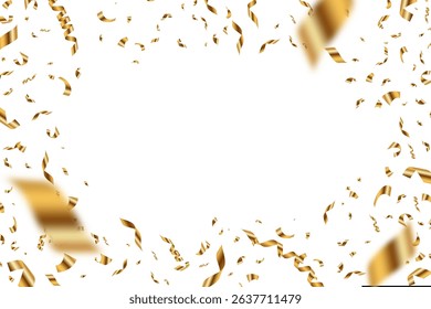 A festive background image featuring falling golden confetti and ribbons scattered across a white space. The shimmering metallic effect gives it an elegant, celebratory feel.