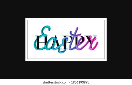 Fondo festivo, inscripción "Feliz Pascua" con letras de color realistas sobre fondo blanco y negro. Postal, plantilla de invitación, diseño de moda, afiche.