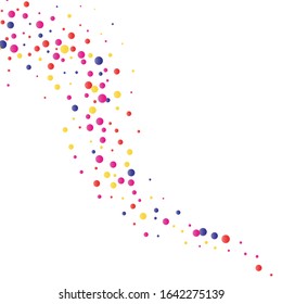 Festive background with multi color confetti. Yellow, pink, red, blue circles on a white background. Flying confetti.