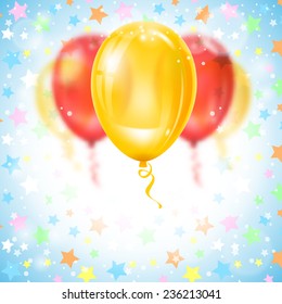 Festive background with multicolored balloons. Blurred effect. Vector illustration. 