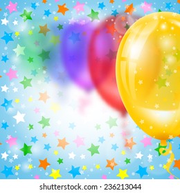 Festive background with multicolored balloons. Blurred effect. Vector illustration. 
