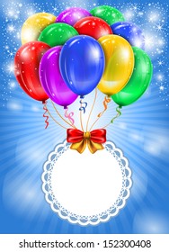 Festive background with multicolored balloons. Vector.