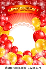 Festive background with multicolored balloons. Vector.