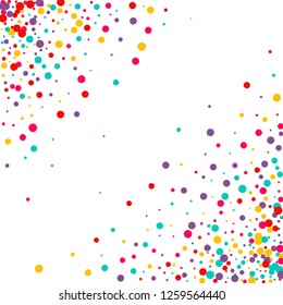 Festive background with multicolored confetti. Yellow, pink, blue circles but against a white background. Flying confetti.