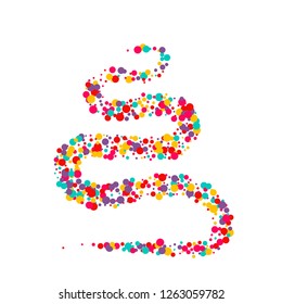 Festive background with multicolored confetti. Yellow, pink, blue circles but against a white background. Flying confetti.