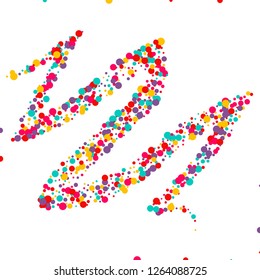 Festive background with multicolored confetti. Yellow, pink, blue circles but against a white background. Flying confetti.