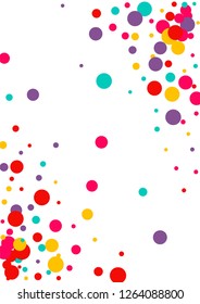 Festive background with multicolored confetti. Yellow, pink, blue circles but against a white background. Flying confetti.
