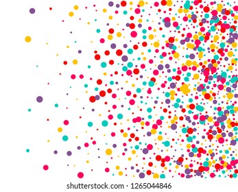 Festive background with multicolored confetti. Yellow, pink, blue circles but against a white background. Flying confetti.