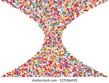 Festive background with multicolored confetti. Yellow, pink, blue circles but against a white background. Flying confetti.