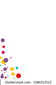 Festive background with multicolored confetti. Yellow, pink, blue circles but against a white background. Flying confetti.