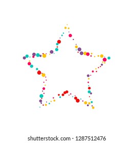 Festive background with multicolored confetti. Yellow, pink, blue circles but against a white background. Flying confetti.