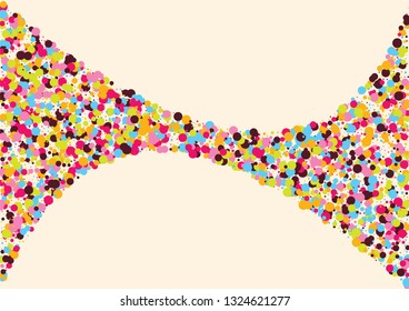 Festive background with multicolored confetti. Yellow, pink, blue circles but against a white background. Flying confetti.