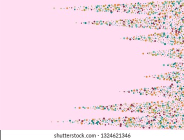 Festive background with multicolored confetti. Yellow, pink, blue circles but against a white background. Flying confetti.