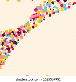 Festive background with multicolored confetti. Yellow, pink, blue circles but against a white background. Flying confetti.