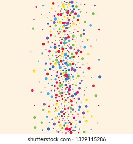 Festive background with multicolored confetti. Yellow, pink, blue circles but against a white background. Flying confetti.