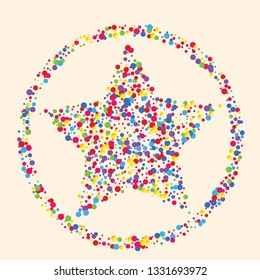 Festive background with multicolored confetti. Yellow, pink, blue circles but against a white background. Flying confetti.