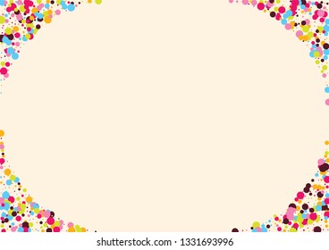 Festive background with multicolored confetti. Yellow, pink, blue circles but against a white background. Flying confetti.