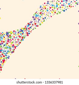 Festive background with multicolored confetti. Yellow, pink, blue circles but against a white background. Flying confetti.