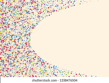 Festive background with multicolored confetti. Yellow, pink, blue circles but against a white background. Flying confetti.