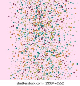Festive background with multicolored confetti. Yellow, pink, blue circles but against a white background. Flying confetti.