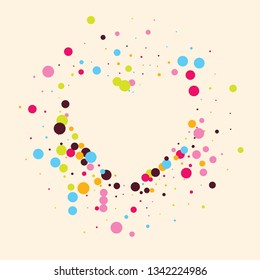 Festive background with multicolored confetti. Yellow, pink, blue circles but against a white background. Flying confetti.