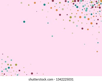 Festive background with multicolored confetti. Yellow, pink, blue circles but against a white background. Flying confetti.